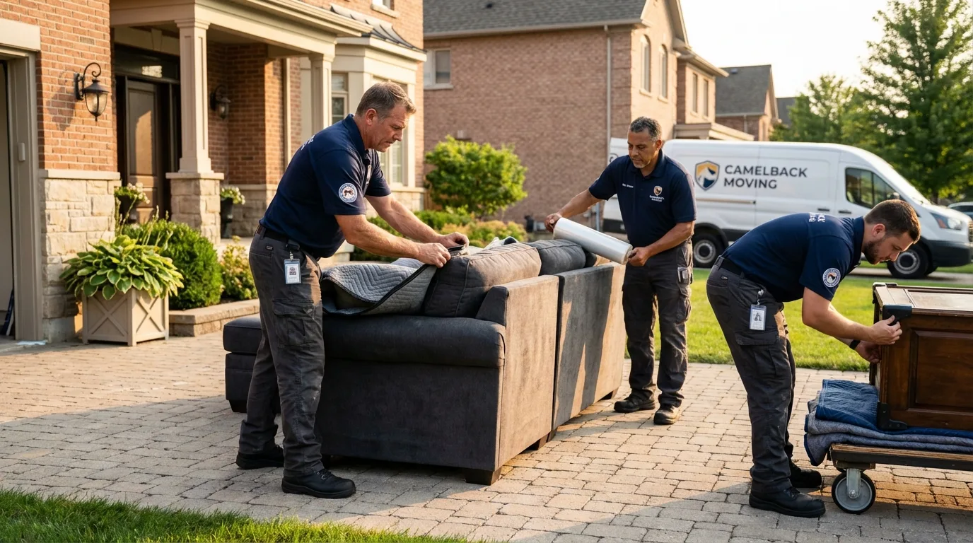 Large estate moving crew wrapping furniture in Apalachin, NY